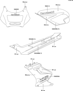 EX250 Decals(ebony / blue)(ex250-h3 / h4)