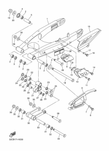 WR250R Задний рычаг и подвеска