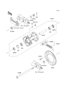 KLX125 Заднее колесо и цепь