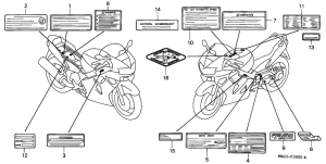 VFR800 Лейбл предостережения