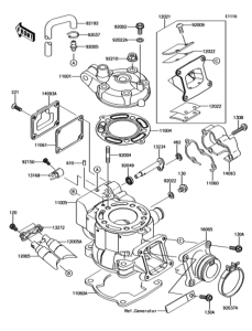 KX100 シリンダヘッド / シリンダ