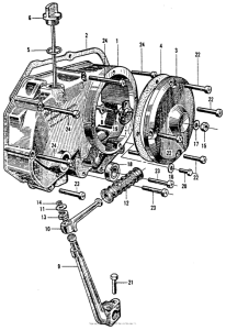 CT200 Right crankcase cover + kick starter arm