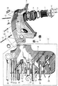 CM91 Air cleaner + tools + front cover