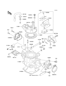 KX100 Цилиндр и головка цилиндров