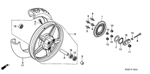 CM125C Rear wheel complete assy