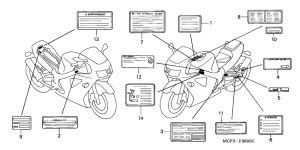 VTR1000SP Лейбл предостережения