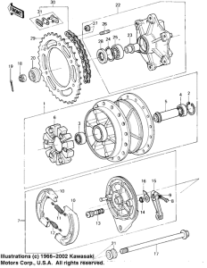 KL250 Rear hub / brake / chain