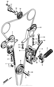 CL450 Cam chain + tensioner + guideroller