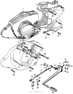 CB92 Clutch adjuster + left crankcase cover