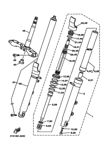 TDM850 Front fork assy(ur silv