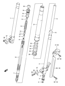 RMX250 Передняя вилка