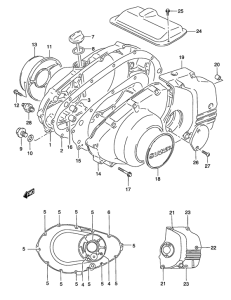 GS500 Crankcase cover ass`y  (v