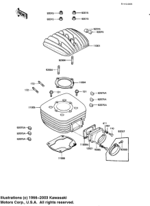 KE175 Cylinder head / cylinder / reed valve