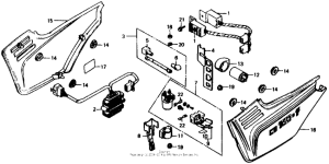 CB750 Side cover + spark unit + regulator
