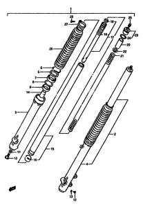 DR600 Вилка передней оси