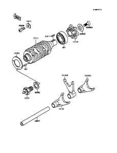 KMX125 Валы и вилки переключения передач