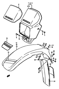 DR600 Headlamp housing-front fender