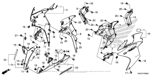 CBR500R (ABS) Обтекатель средняя часть