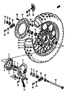 RM125 Rear wheel complete assy