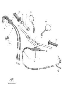 TT600RE Steering handle & cable