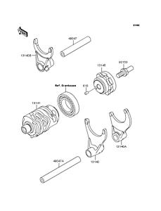  Gear change drum & forks