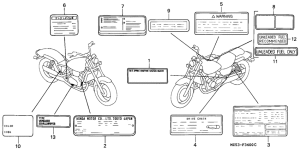 VF750C Лейбл предостережения