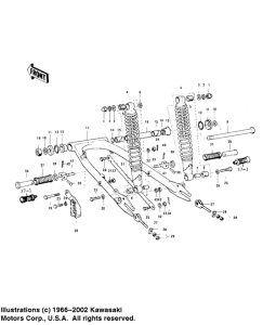 KE125 Swing arm / shock absorbers