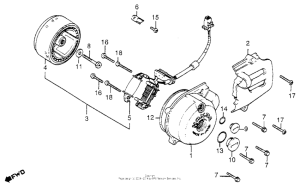 XR185 Left crankcase cover + alternator