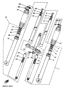 DT50MX Передняя вилка
