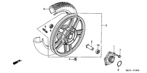 CBX750P2 Rear wheel complete assy