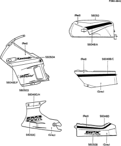 ZX600 Decals(red / bronze-guns)(zx600-c2 / c3)