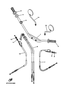 TW200E Рулевой рычаг и кабель