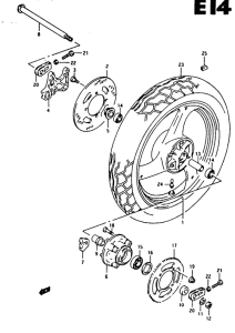RG125 Rear wheel complete assy