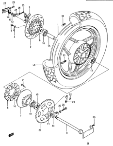 GSX750 Rear wheel complete assy