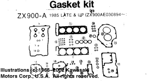 ZX900 Gasket kit zx900-a 1985 late & up