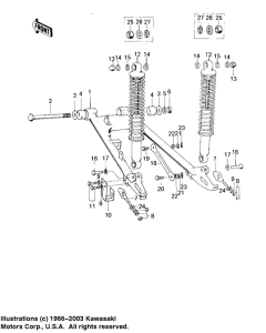 KM100 Swing arm / shock absorbers
