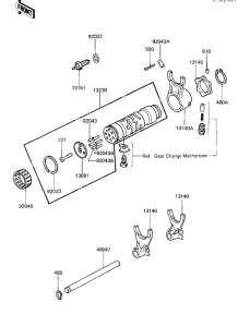 ZX750 Gear change drum & forks
