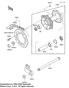 KX125 Rear hub / chain