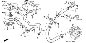 VFR800 Thermostat / water pipe
