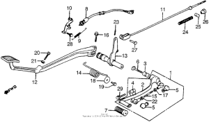 VT1100C Brake pedal + gearshift pedal