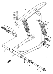 RD250 Rear arm / cushion chain case
