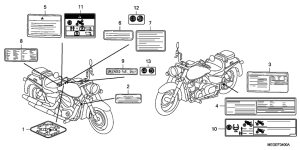VT750CA Лейбл предостережения
