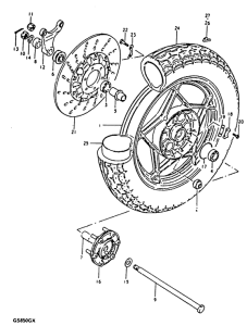 GS850 Rear wheel complete assy