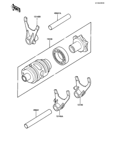 KX500 Gear change drum & forks
