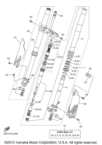YZ450FAL Передняя вилка