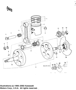 KE125 Crankshaft / piston / rotary valve