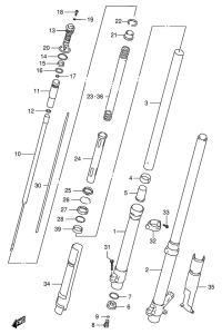 RM125 Передняя вилка