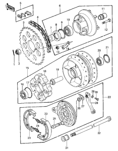 KZ440 Rear hub / brake / chain