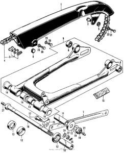 CL350 Drive chain + case + swingarm