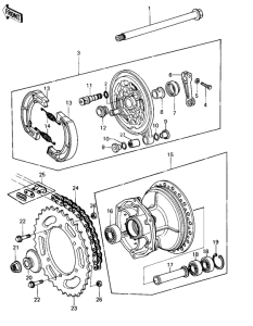 KX420 Rear hub / brake / chain